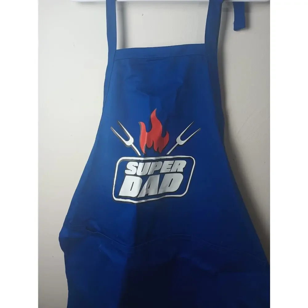 Port Authority 100% Cotton Full Length Apron Pockets Blue NWOT Super Dad Gift‎